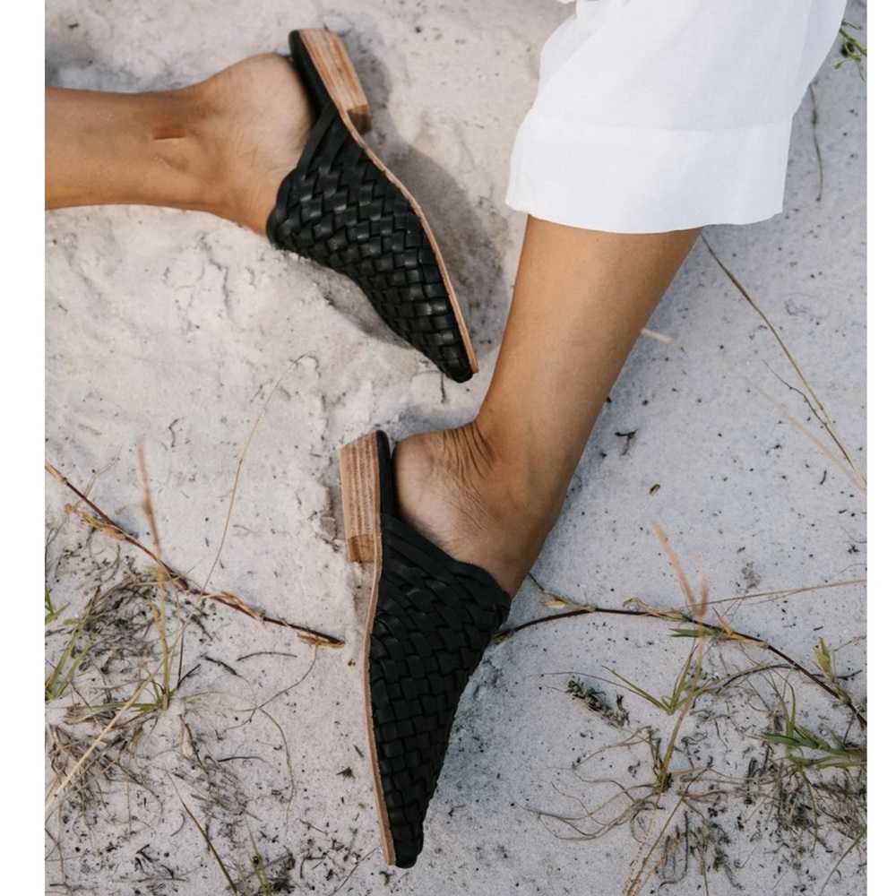 St. Agni Black Woven Mules